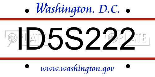 ID5S222 District Of Columbia License Plate