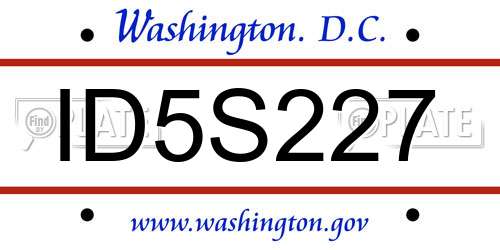 ID5S227 District Of Columbia License Plate