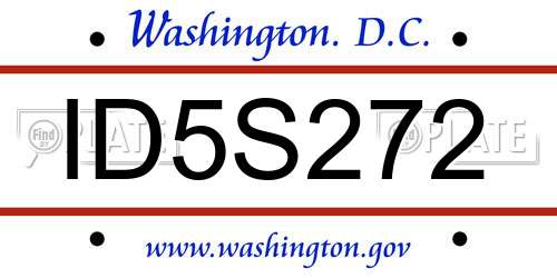 ID5S272 District Of Columbia License Plate