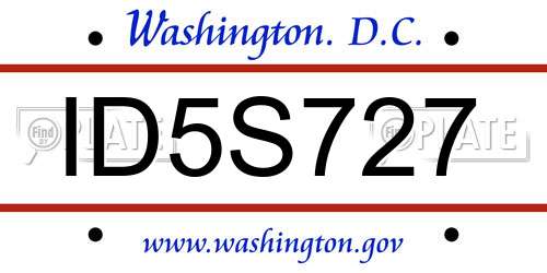 ID5S727 District Of Columbia License Plate