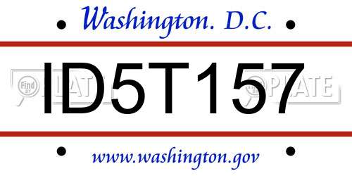 ID5T157 District Of Columbia License Plate