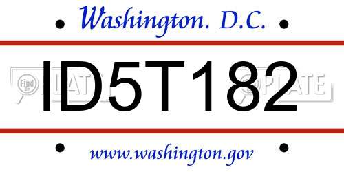 ID5T182 District Of Columbia License Plate