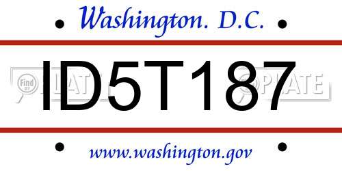 ID5T187 District Of Columbia License Plate