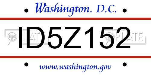 ID5Z152 District Of Columbia License Plate