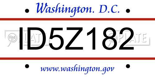 ID5Z182 District Of Columbia License Plate