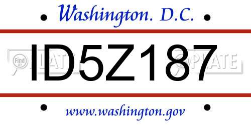 ID5Z187 District Of Columbia License Plate