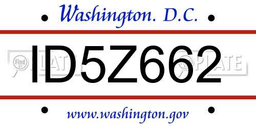 ID5Z662 District Of Columbia License Plate