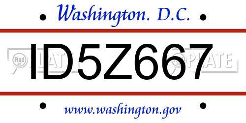ID5Z667 District Of Columbia License Plate