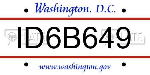 ID6B649 District Of Columbia License Plate