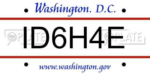 ID6H4E District Of Columbia License Plate