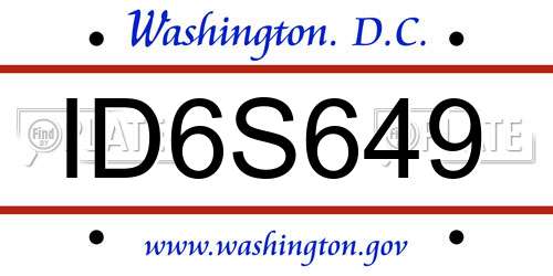 ID6S649 District Of Columbia License Plate