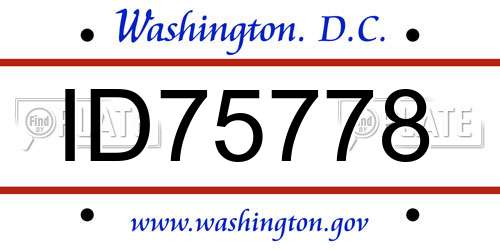 ID75778 District Of Columbia License Plate