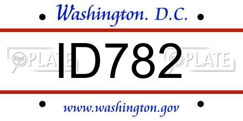 ID782 District Of Columbia License Plate
