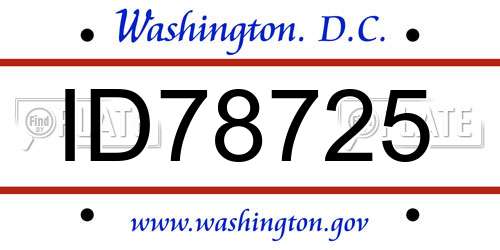ID78725 District Of Columbia License Plate