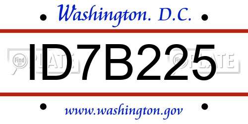 ID7B225 District Of Columbia License Plate