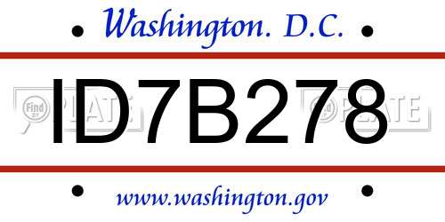 ID7B278 District Of Columbia License Plate