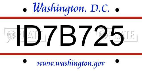 ID7B725 District Of Columbia License Plate
