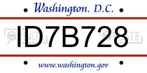 ID7B728 District Of Columbia License Plate