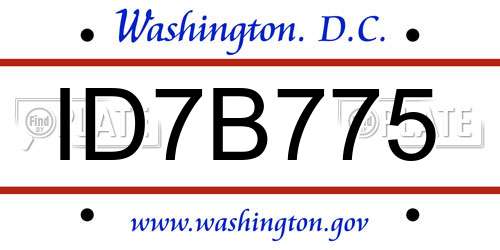 ID7B775 District Of Columbia License Plate