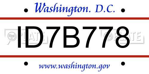 ID7B778 District Of Columbia License Plate