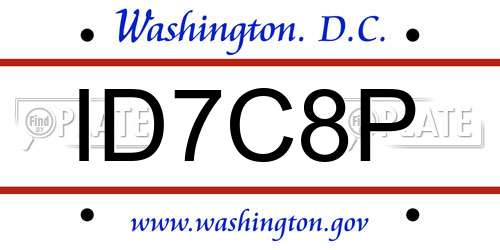 ID7C8P District Of Columbia License Plate