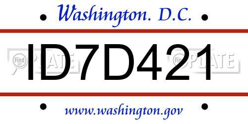 ID7D421 District Of Columbia License Plate