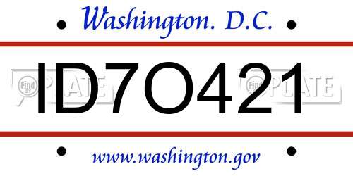 ID7O421 District Of Columbia License Plate