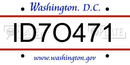 ID7O471 District Of Columbia License Plate