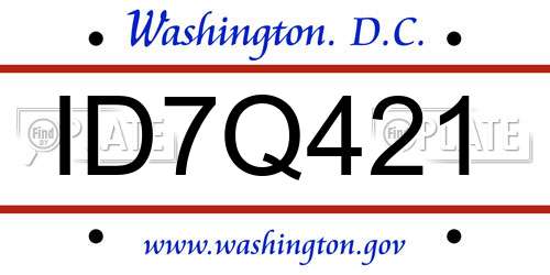 ID7Q421 District Of Columbia License Plate