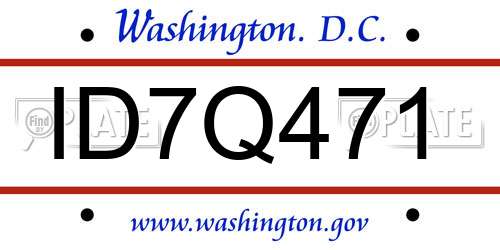 ID7Q471 District Of Columbia License Plate