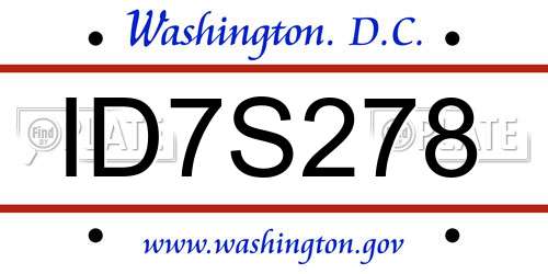 ID7S278 District Of Columbia License Plate