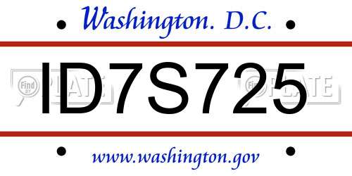 ID7S725 District Of Columbia License Plate