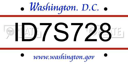 ID7S728 District Of Columbia License Plate