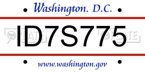 ID7S775 District Of Columbia License Plate
