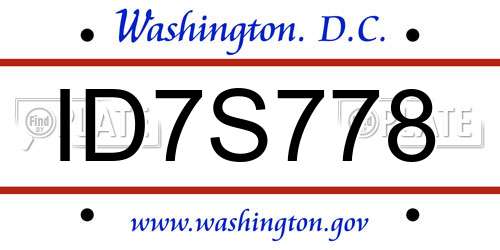 ID7S778 District Of Columbia License Plate
