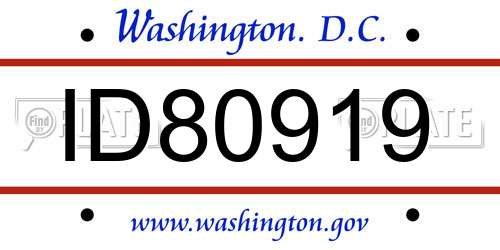 ID80919 District Of Columbia License Plate
