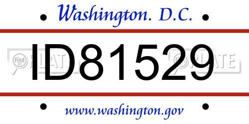 ID81529 District Of Columbia License Plate