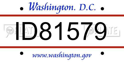 ID81579 District Of Columbia License Plate