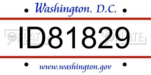 ID81829 District Of Columbia License Plate