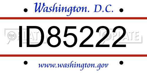 ID85222 District Of Columbia License Plate