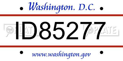 ID85277 District Of Columbia License Plate