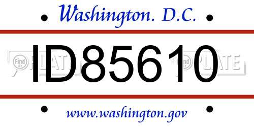 ID85610 District Of Columbia License Plate