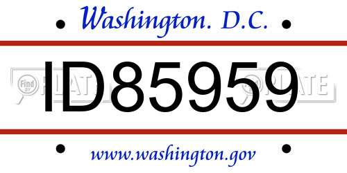 ID85959 District Of Columbia License Plate