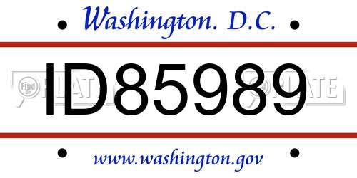 ID85989 District Of Columbia License Plate