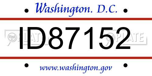 ID87152 District Of Columbia License Plate