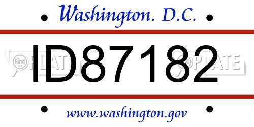 ID87182 District Of Columbia License Plate