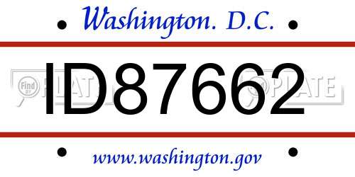 ID87662 District Of Columbia License Plate