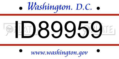 ID89959 District Of Columbia License Plate