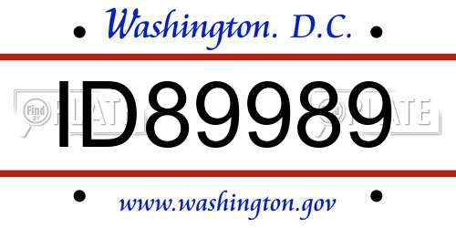 ID89989 District Of Columbia License Plate