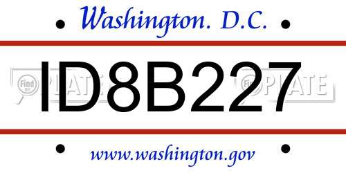 ID8B227 District Of Columbia License Plate